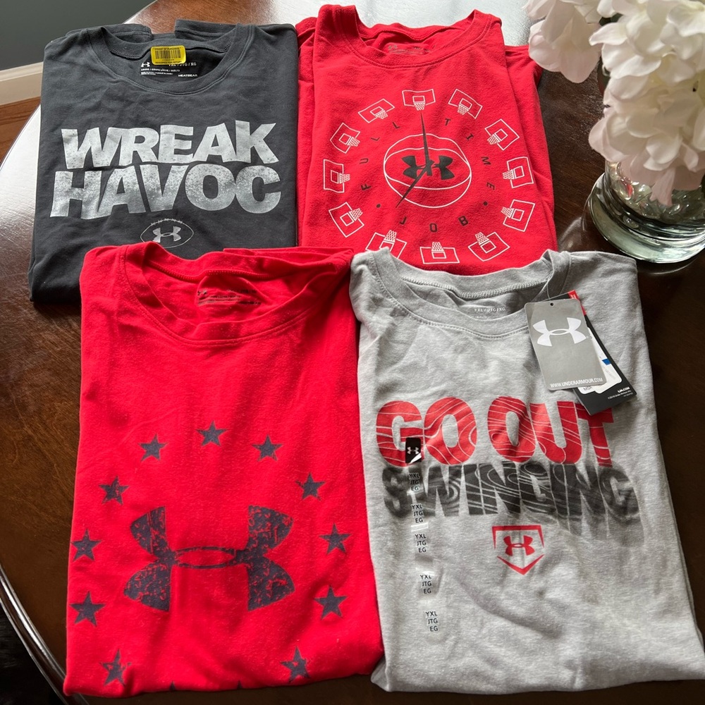 4 Under Armour boys XL shirts